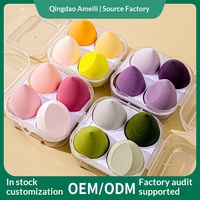 Lot de 4 éponges de maquillage lavables en forme de goutte d'eau, ultra-douces, pour une utilisation à sec ou humide