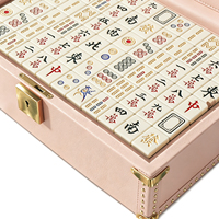 Ensemble de tuiles de mahjong sur mesure en mélamine, coffret en cuir PU avec noyau en MDF, couleur et logo personnalisés, vente en gros