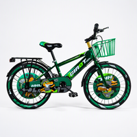 Vélo pour enfants, vélo enfant à une vitesse avec panier avant et porte-bagages arrière, système de freinage double, motif dinosaure cool