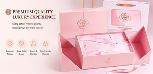 Boîte de présentation rose personnalisée, structure pliable, papier de qualité supérieure, impression de logo en feuille d'or, accessoires vestimentaires, événements, boîte cadeau de luxe - Product Image 5