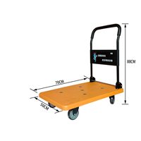 Carretilla de mano plegable de plástico para carga pesada, de cuatro ruedas, para transporte.