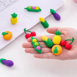 Venta caliente 6 unids/lote borradores de goma de frutas y verduras borrador de lápiz de rayas encantadoras para regalo de niños papelería coreana - Product Image 2