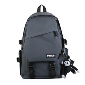 Student Backpack 15 Inches Dark Gray Fashion Label Unisex School Education Laptop Bag - Product Image 1