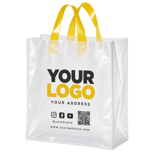 Sac de courses en plastique personnalisé grand format avec logo simple et impression « Merci » pour le recyclage - Product Image 1