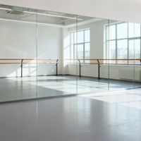 Miroir de sécurité à prix abordable avec support en vinyle et bord poli plat pour applications en salle de sport, fitness et studio de danse