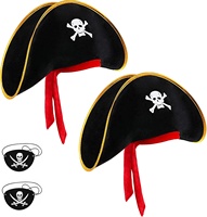 Accessoires de pirate, chapeau de fête amusant pour déguisement caribéen avec cache-œil