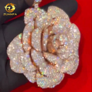 Perhiasan mewah <span class=keywords><strong>Camellia</strong></span> 3D Mode Tinggi 2.8 inci liontin hip hop kustom liontin Ice Out liontin Moissanite kustom - Product Image 3