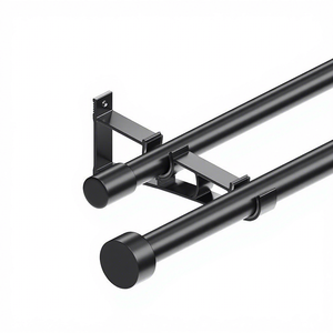<span class=keywords><strong>Tringle</strong></span> à rideaux double réglable DaiRui, robuste, en métal noir mat, avec supports pour rideaux occultants, 18-144 pouces - Product Image 2