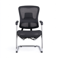 Chaise de visiteur ergonomique en maille avec support lombaire, cadre cantilever chromé pivotant et base en traîneau pour bureau et salle de réunion