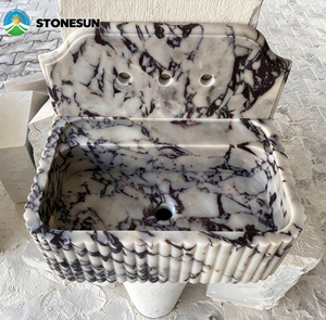 Évier en marbre Calacatta Viola StoneSun, évier <span class=keywords><strong>de</strong></span> luxe en pierre naturelle <span class=keywords><strong>de</strong></span> style <span class=keywords><strong>italien</strong></span> pour <span class=keywords><strong>salle</strong></span> <span class=keywords><strong>de</strong></span> <span class=keywords><strong>bain</strong></span> - Product Image 6