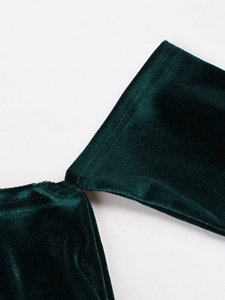 Váy maxi in họa tiết, tay dài, kiểu dáng gợi cảm, dây đeo vai, chất liệu dệt kim, phong cách Trung Hoa, có thể giặt được, kiểu dáng bán trễ vai - Product Image 3