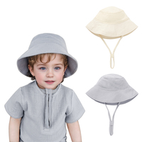 Sombrero de pescador reversible para niños pequeños con correa para la barbilla Sombrero impermeable para el sol del bebé