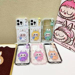 Cartoon Labu Doll Stereo Mobile Phone <strong>Case</strong> For IPhone 16Promax/15/14 Drop-Resistant With Cute Phone Grip 12 Sets Included - Product Image 1