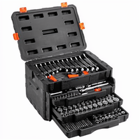 Jeu de douilles mécaniques VEVOR en acier au chrome-vanadium, embouts de 1/4 ", 3/8 ", 1/2 ", douilles profondes standard, kit de 300 pièces, embouts métriques SAE