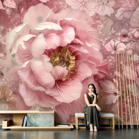 Nouveau Papier Peint Mural Non Tissé Rose Floral Rétro Personnalisé 2026 pour Chambre à Coucher, Fond Chaleureux, Papier Peint Adhésif Décollable et Collable