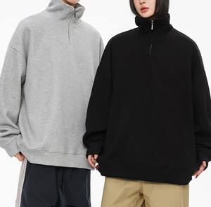 Sweats à capuche à logo personnalisé Sweats à capuche épais Tissu tricoté 100% coton vierge Sweat à capuche zippé imprimé quart 1/4 - Product Image 2