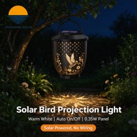Lampe de projection solaire pour oiseaux, lanterne suspendue pour jardin extérieur, LED blanc chaud, lampe décorative de paysage