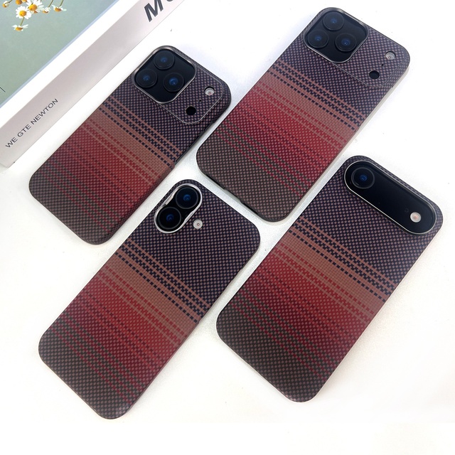 Magnetic Wireless Charging Compatible Ultra-Thin Luxury Orange Aramid Fiber Magnetic Case for iPhone 17 Pro Max