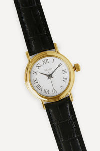 Reloj de Pulsera Clásico GBHW, Reloj de Cuarzo Negro con Oro Blanco, Caja de Acero Inoxidable de Lujo con Correa de Cuero, Reloj de Moda - Product Image 3