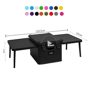 Boîte <span class=keywords><strong>pliable</strong></span> en aluminium portable de 84 L, revêtement noir, pour les voyages en voiture, les sorties en <span class=keywords><strong>camping</strong></span>, l'organisation de la <span class=keywords><strong>vaisselle</strong></span>, la vie hors route - Product Image 2