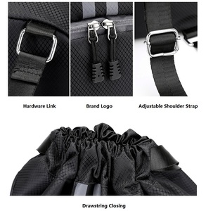 Reflective <b>Drawstring</b> Gym <b>Bag</b> with Shoe Compartment <b>Waterproof</b> Sport Cinch Sack Pack for Men Women Training Yoga Travel Beach - Product Image 3