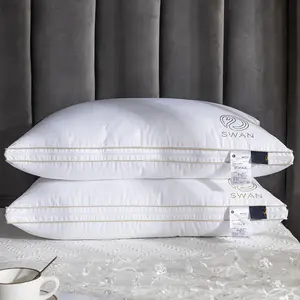 Five star hotel neck care cushion pillow core white goose down 3 layers mulberry silk feather silk cotton pillow