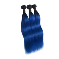 10A Brasil Rambut Lurus dengan Penutup # 1B/Biru Bundel Rambut Ombre