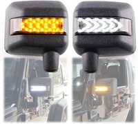 Rétroviseur latéral à LED avec clignotants séquentiels ambrés et feux de jour blancs, compatible avec Jeep Wrangler JK JKU 2007-2018