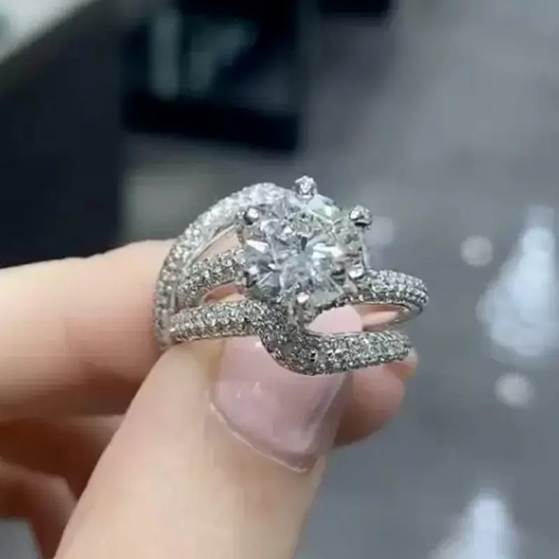 Luxe Delicate Super Bling 3 Sets Cubic Zirkoon Micro-Ingelegd Diamond Engagement Ringen Voor Koppels Vrouwen