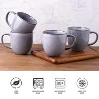 EKA violet-Tasses à café en céramique à glaçure réactive, lot de 6 pour homme, tasses à café en grès de 12oz allant au lave-vaisselle et au micro-ondes