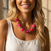 Collier ras du cou en plastique pour femme, perles irrégulières, chaîne dorée, collier ras du cou épais à perles pour femme, vente en gros