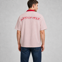 Nouveauté 2026 T-shirts pour hommes de luxe en tissu 100% coton brodé, à col montant, fermeture éclair quart, manches courtes, coupe oversize, à carreaux