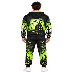 Conjunto Deportivo de Halloween para Hombre, Sudadera con Capucha de Felpa Informal, Pantalones Deportivos con Estampado de Halloween, Ropa Deportiva para Correr en Invierno - Product Image 2