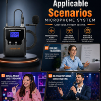 CHXYKOM Microphone sans fil professionnel UHF double canal cardioïde avec émetteur de poche pour église, prédication et conférence