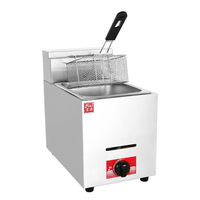 Friteuse à gaz professionnelle de luxe à cuve unique en acier inoxydable, haute température, facile à utiliser, avec panier - Marque FuQi, garantie 1 an