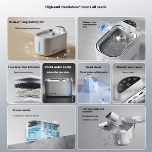 Tempat Makan Hewan Peliharaan Otomatis Kapasitas Besar, Dispenser Air Kucing Anjing, Ramah Lingkungan, Mangkuk Air Anjing dari Plastik dan Baja Anti Karat - Product Image 2