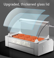 Máquina para Asar Salchichas, Cocedor de Hot Dogs con 5, 7 o 10 Rodillos, Temperatura Ajustable, para Gasolineras y Tiendas de Aperitivos