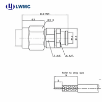 Connecteur LWMC SMA mâle à contact externe passif plaqué, à souder pour câble GORE 3507 jusqu'à 18 GHz, corps en SUS303