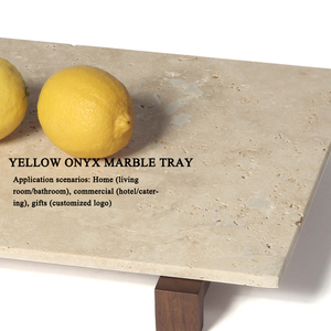 Plateau de service de fruits secs décoratif moderne fait à la main plaque rectangulaire en marbre d'onyx jaune plateau en pierre naturelle de style européen - Product Image 6