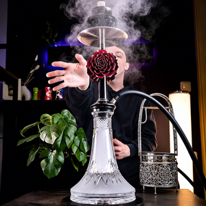 Chicha Premium V2A en acier inoxydable Rose Purge avec base en verre de 55 cm, un seul tuyau, pour salon et bar, ensemble OEM en gros - Product Image 2