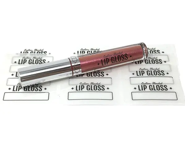 Stiker Kosmetik Lip Gloss Berperekat, Stiker Logo Lip Gloss Label Kustom Botol Balsem Bibir Berperekat