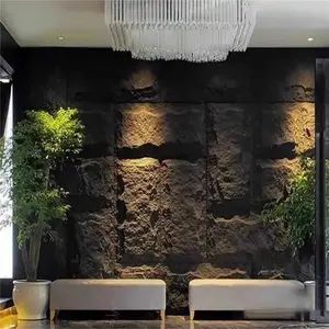 Hafif PU büyük sahte taş kaya 3d ses geçirmez duvar panelleri ev duvar dekorasyonu için