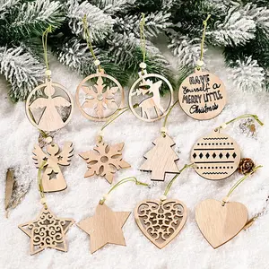 Benutzer definierte Weihnachts baum Holz dekor DIY Schneeflocke Holz Ornament Weihnachten Home Holz Weihnachts dekorationen