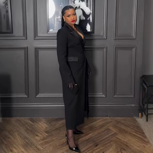 Di alta qualità <span class=keywords><strong>giacca</strong></span> lunga da donna elegante da donna con colletto <span class=keywords><strong>abito</strong></span> aderente abiti cappotto lungo Business <span class=keywords><strong>giacca</strong></span> lunga per le donne - Product Image 4