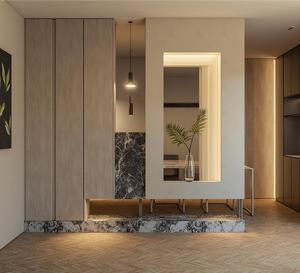 Mueble de Entrada Personalizado a Medida, Resistente a la Humedad, de Piso a Techo, con Cajones con Cerradura para Vestíbulo de Villa Grande - Product Image 2