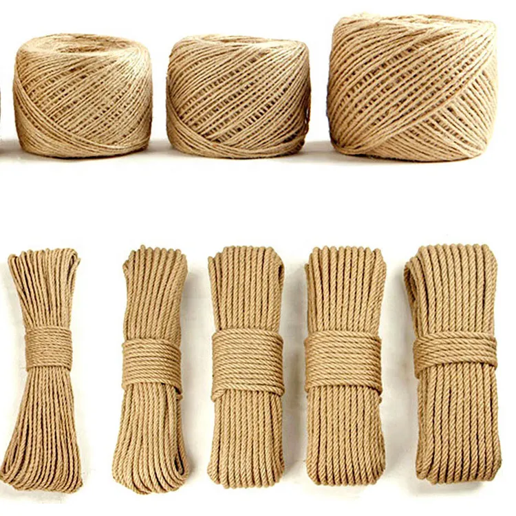 Cuerdas de Yute Natural trenzadas para Bondage, embalaje decorativo, cordón de cáñamo, 1MM-20MM