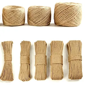 1Mm-20Mm Natuurlijke Jute Vlechten Touw Gevlochten Bondage Decoratieve Verpakking Hennep Cord Twijn