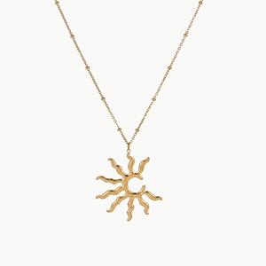 KITI Bold Artistic <strong>Jewelry</strong> 18k Gold Stainless Steel <strong>Abstract</strong> Sun Pendant Statement Necklace for Women - Product Image 6
