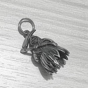 Herren Totenkopf-Skelett Gothic Todsgott Sensenmann Schutzengel Biker Gremlin Motorradfahrer Glockenanhänger Schlüsselanhänger - Product Image 3