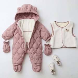 Traje de Esquí de una Pieza para Bebés y Niños Pequeños, Otoño Invierno, Nuevo, Grueso, Cortavientos, Impermeable, con Cremallera Floral, Mono Moderno - Product Image 3